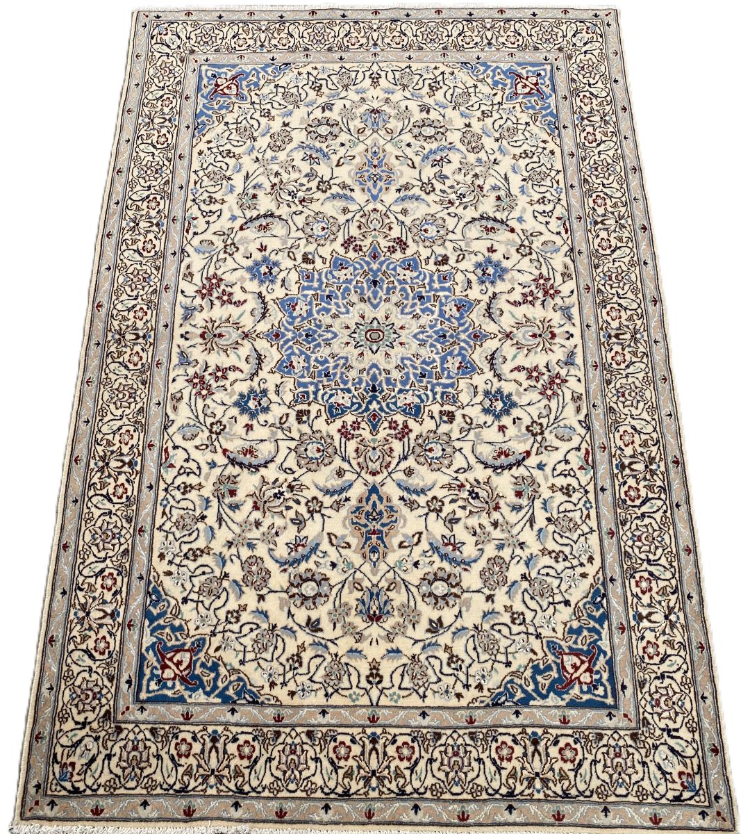 A SILK & WOOL PERSIAN NAIEN (200 X 130 CM) - Image 3